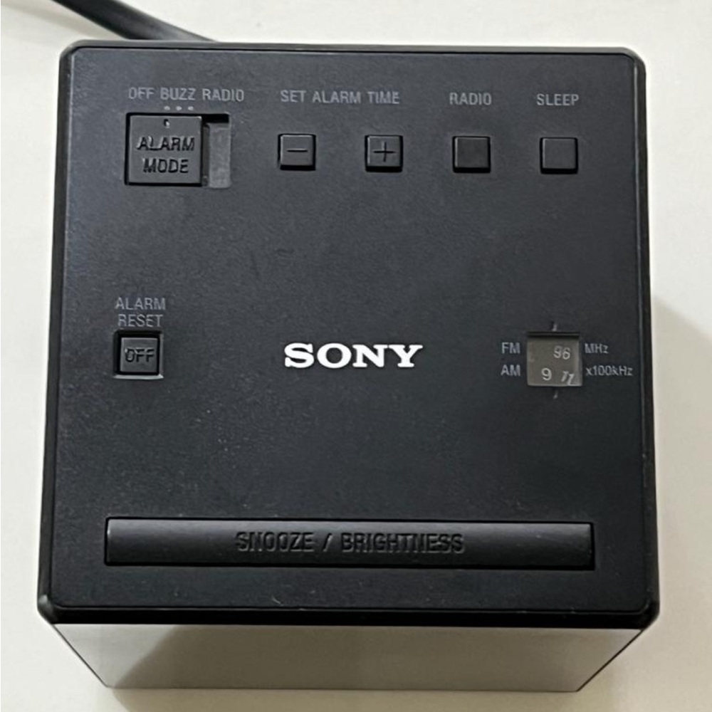 Sony Black Alarm Clock with Radio and Snooze